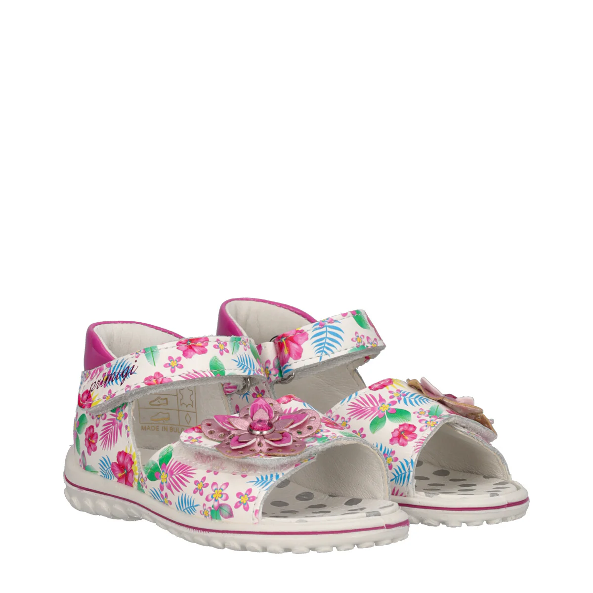 BABY SWEET Sandalo Bambina Bianchi con fiori fucsia - Image 3