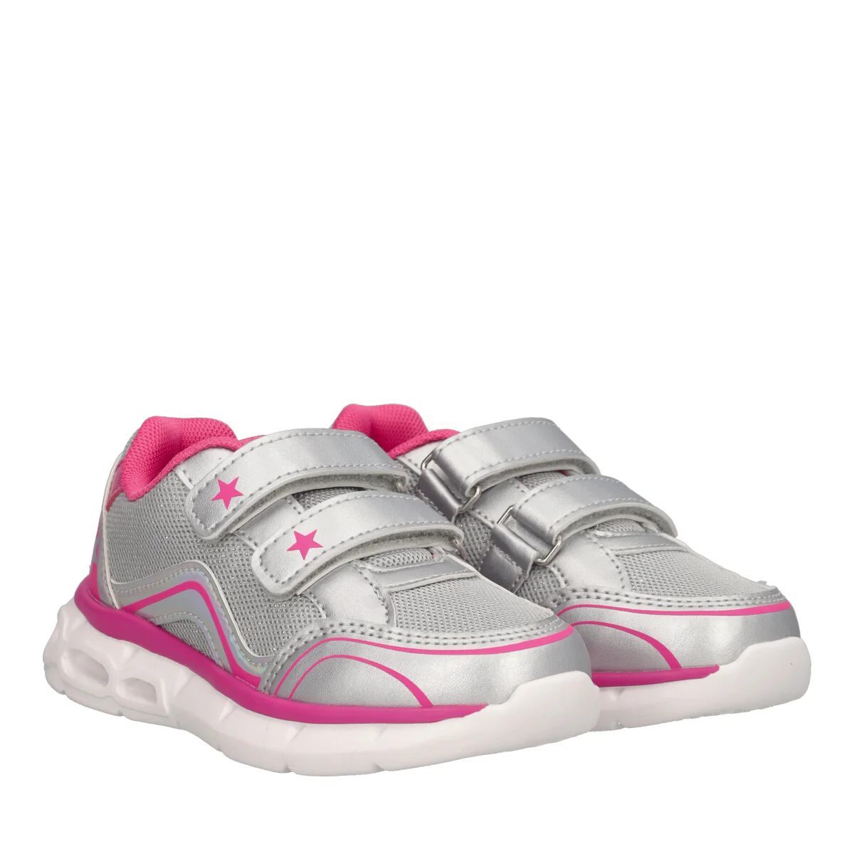 CHIMBERLY Sneakers Bambina Argento e Fuxia con Luci - Image 3