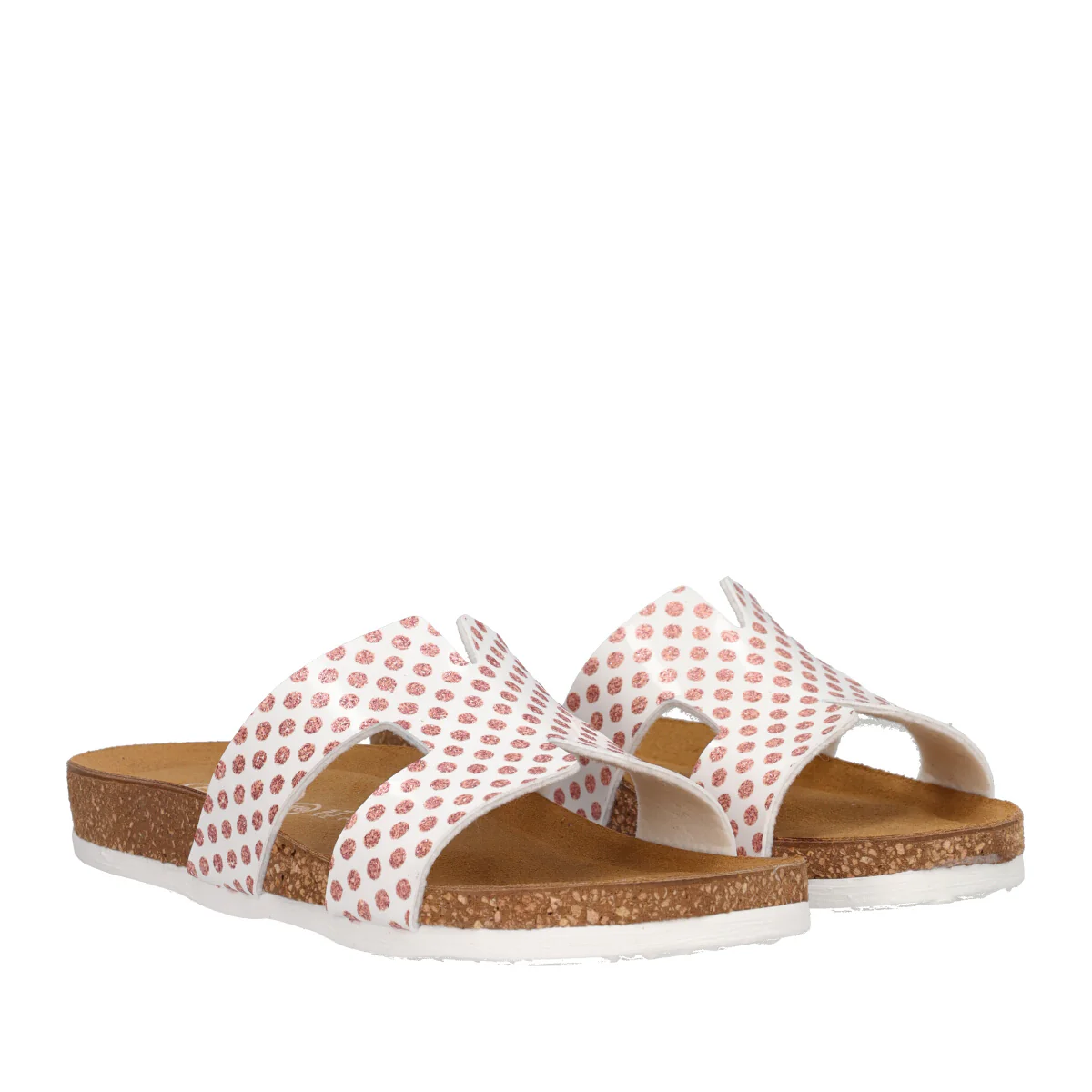 Ciabatte Bambina Bianche con Pois Glitter Rosa - Image 3