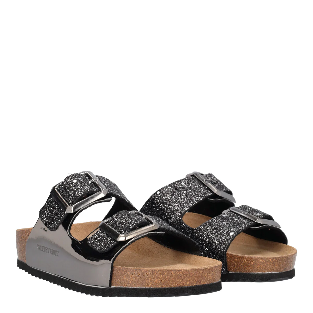 Ciabatte Donna a Specchio Argento e Nero Glitter - Image 3