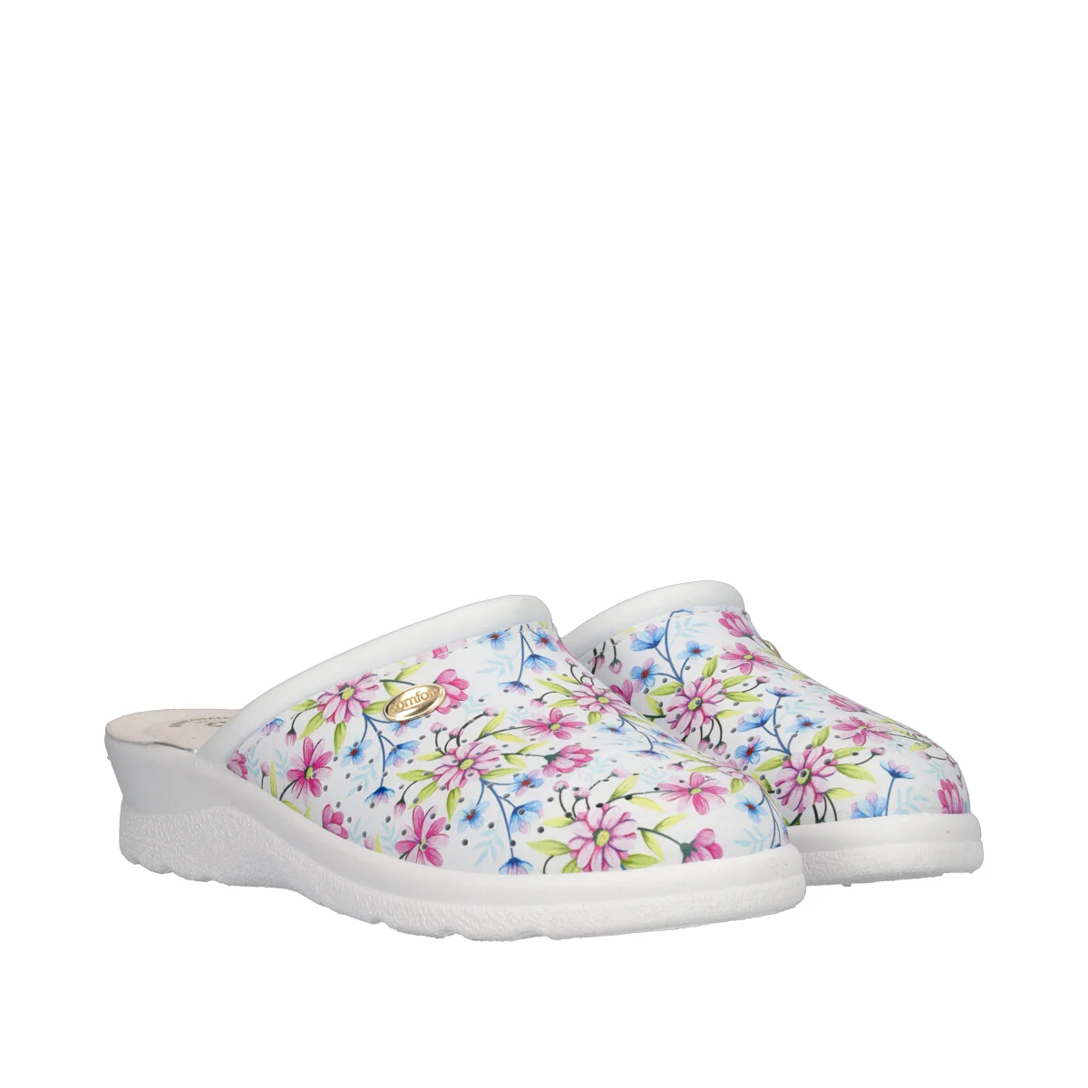 Ciabatte Donna Bianche con Fiori Multicolor - Image 3