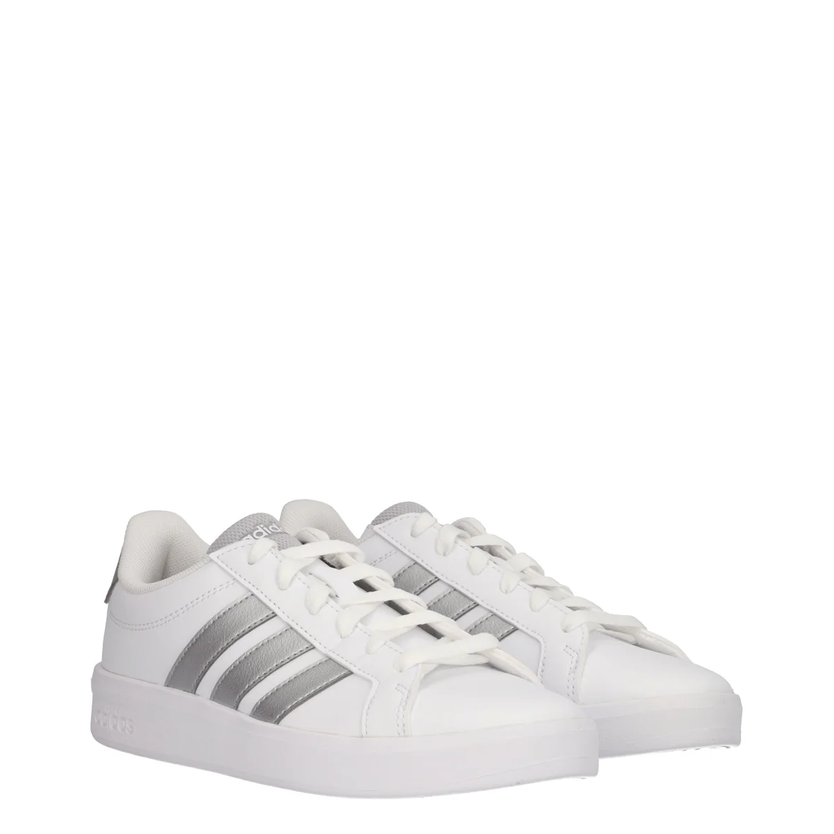 GRAND COURT 3.0 J Sneakers Junior Bianche e Argento - Image 3