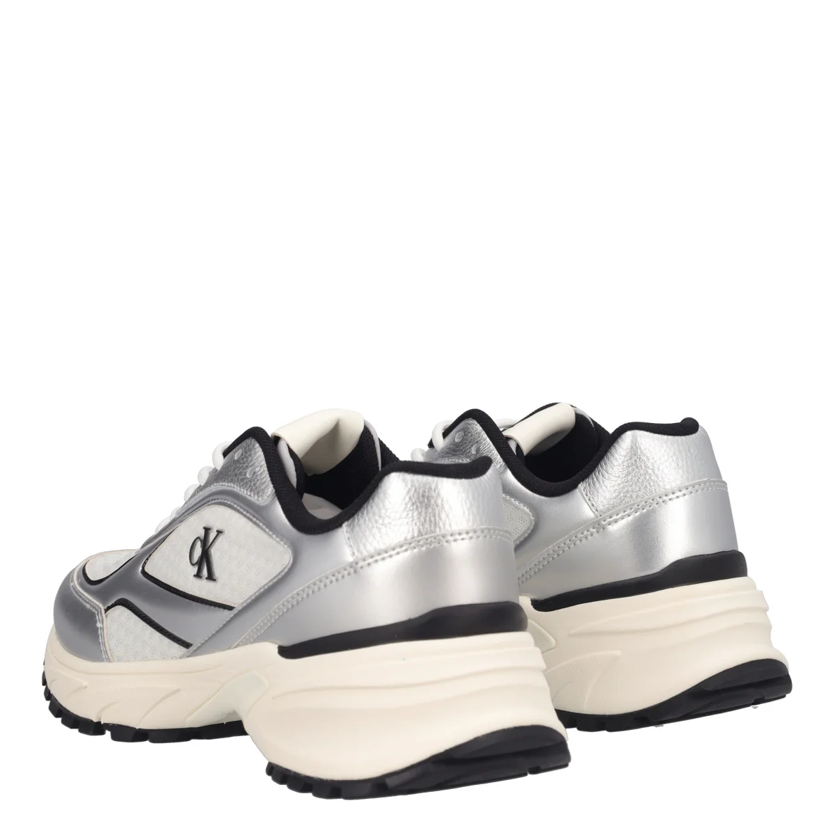 HIKE RUNNER LACE UP MESH MIX Sneakers Donna Bianche e Argento - Image 4