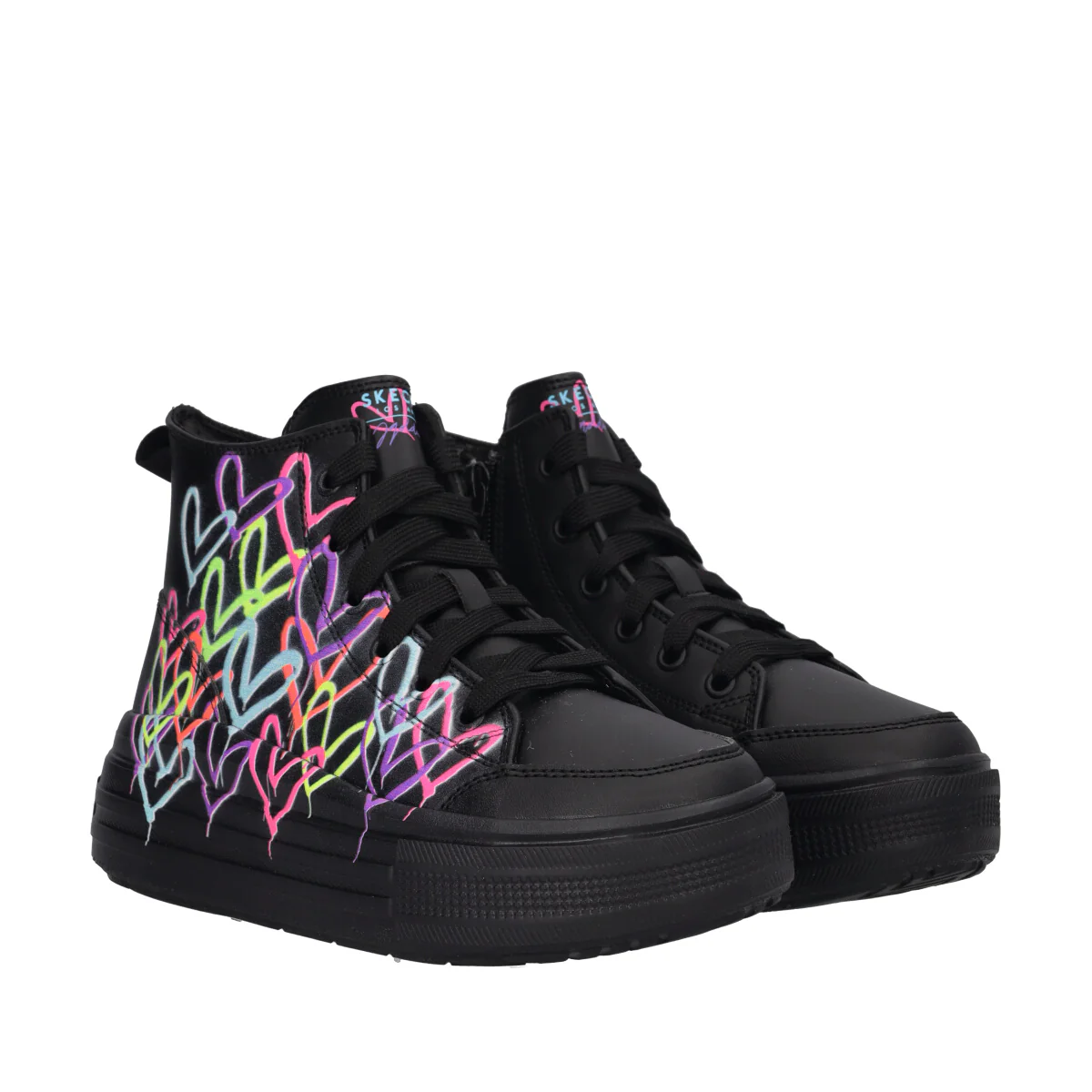 HYPERLIFT Sneakers Bambina Nere e Cuori Multicolor - Image 3