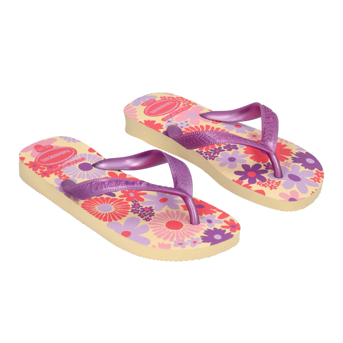 KIDS FLORES Infradito Bambina Beige e Lilla con Fiori - Image 3
