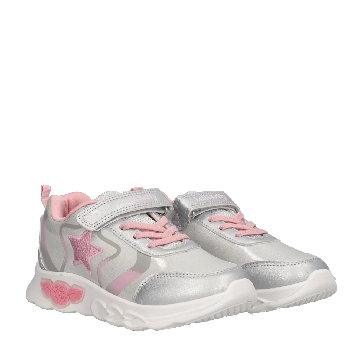 MICHELA Sneakers Bambina Argento e Rosa - Image 3