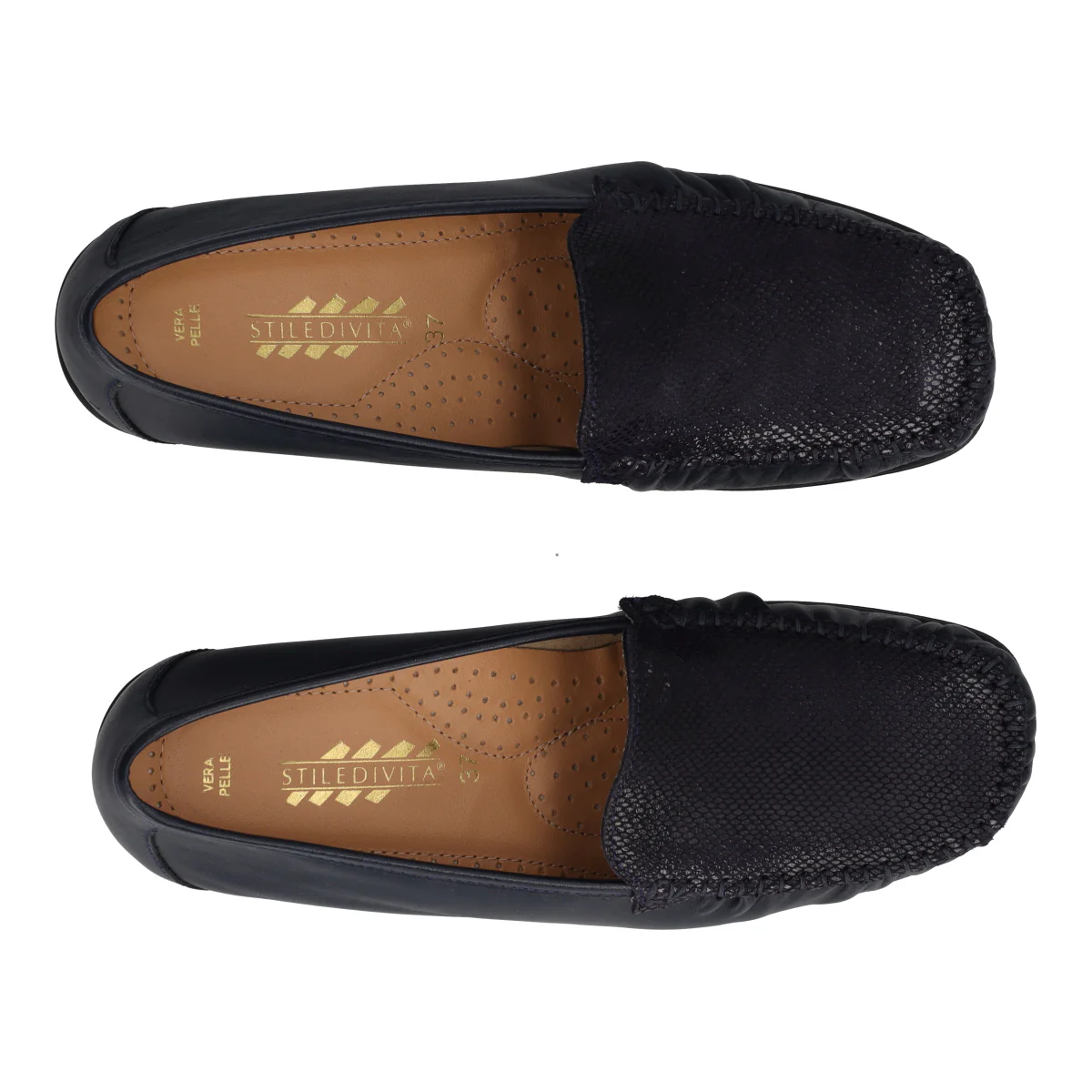 Mocassini Comfort Donna Blu in Pelle - Image 5