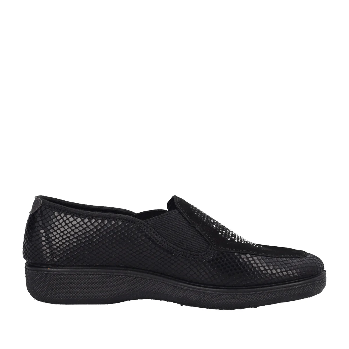 Mocassini Comfort Donna Neri Pitonati - Image 2