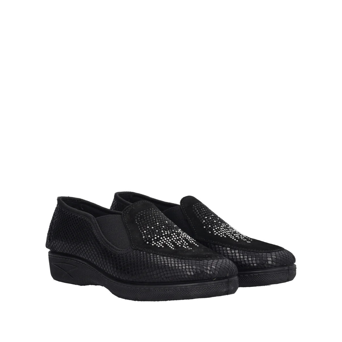 Mocassini Comfort Donna Neri Pitonati - Image 3