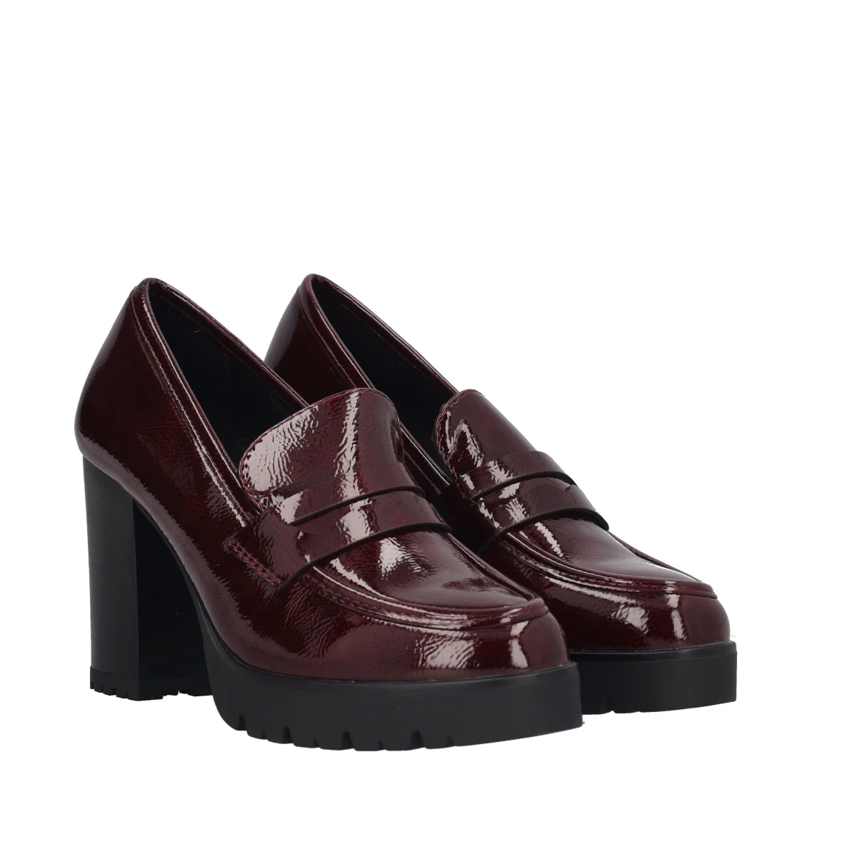 Mocassini con tacco Donna in Vernice Bordeaux - Image 3