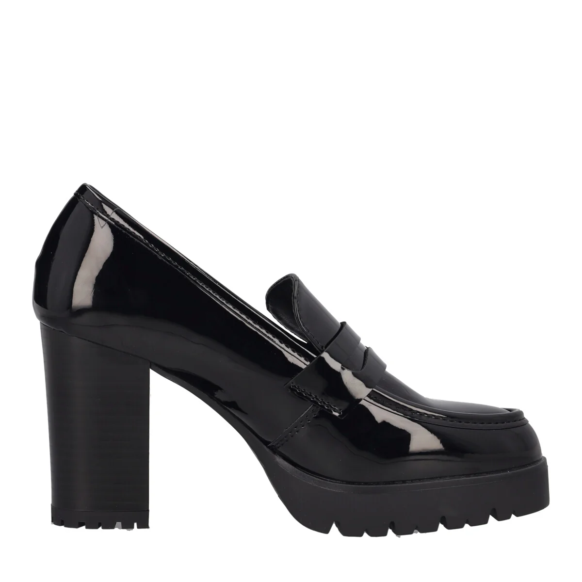 Mocassino con Tacco Donna in Vernice Nera - Image 2