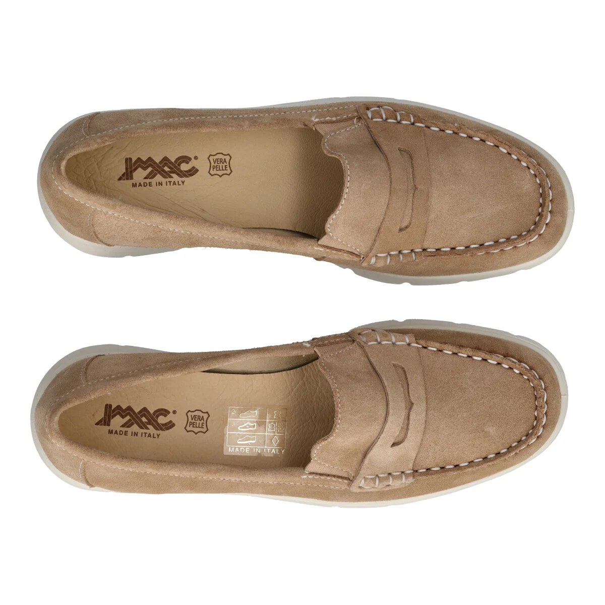 Mocassino Donna Beige in Pelle Scamosciata - Image 5