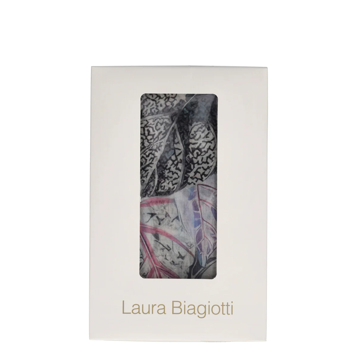 Pashmina Donna Grigia Foglie Voille