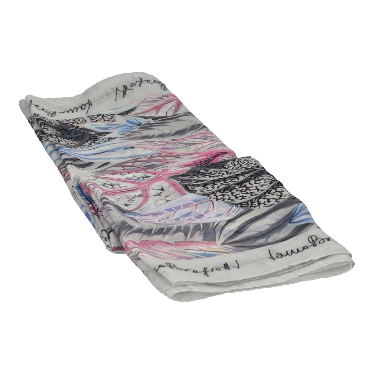 Pashmina Donna Grigia Foglie Voille - Image 5