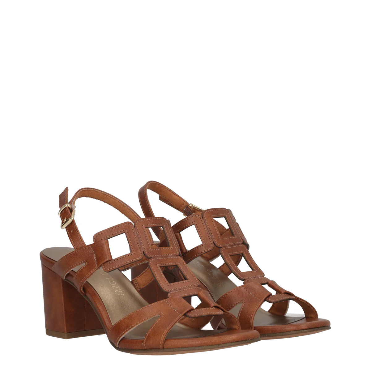 Sandali con Tacco Donna Cognac - Image 3