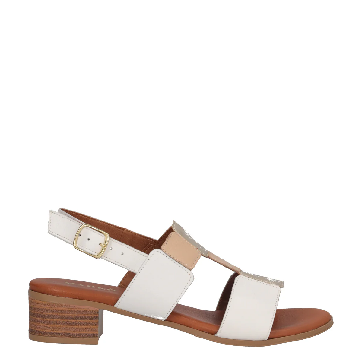 Sandali con Tacco Donna Bianchi, Oro e Beige
