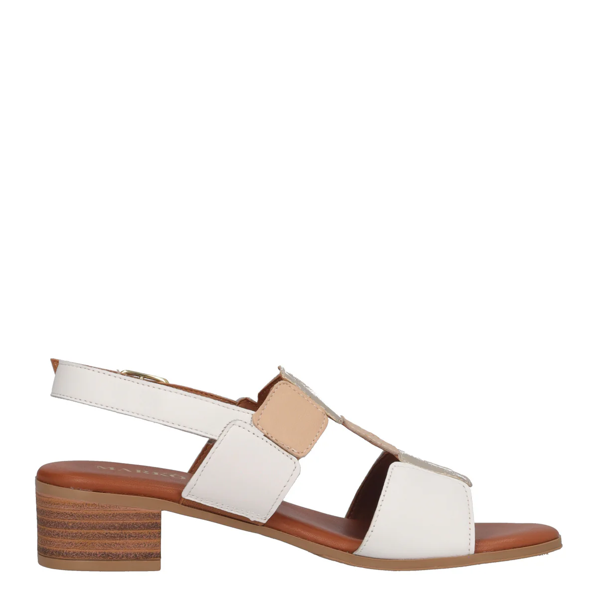 Sandali con Tacco Donna Bianchi, Oro e Beige - Image 2