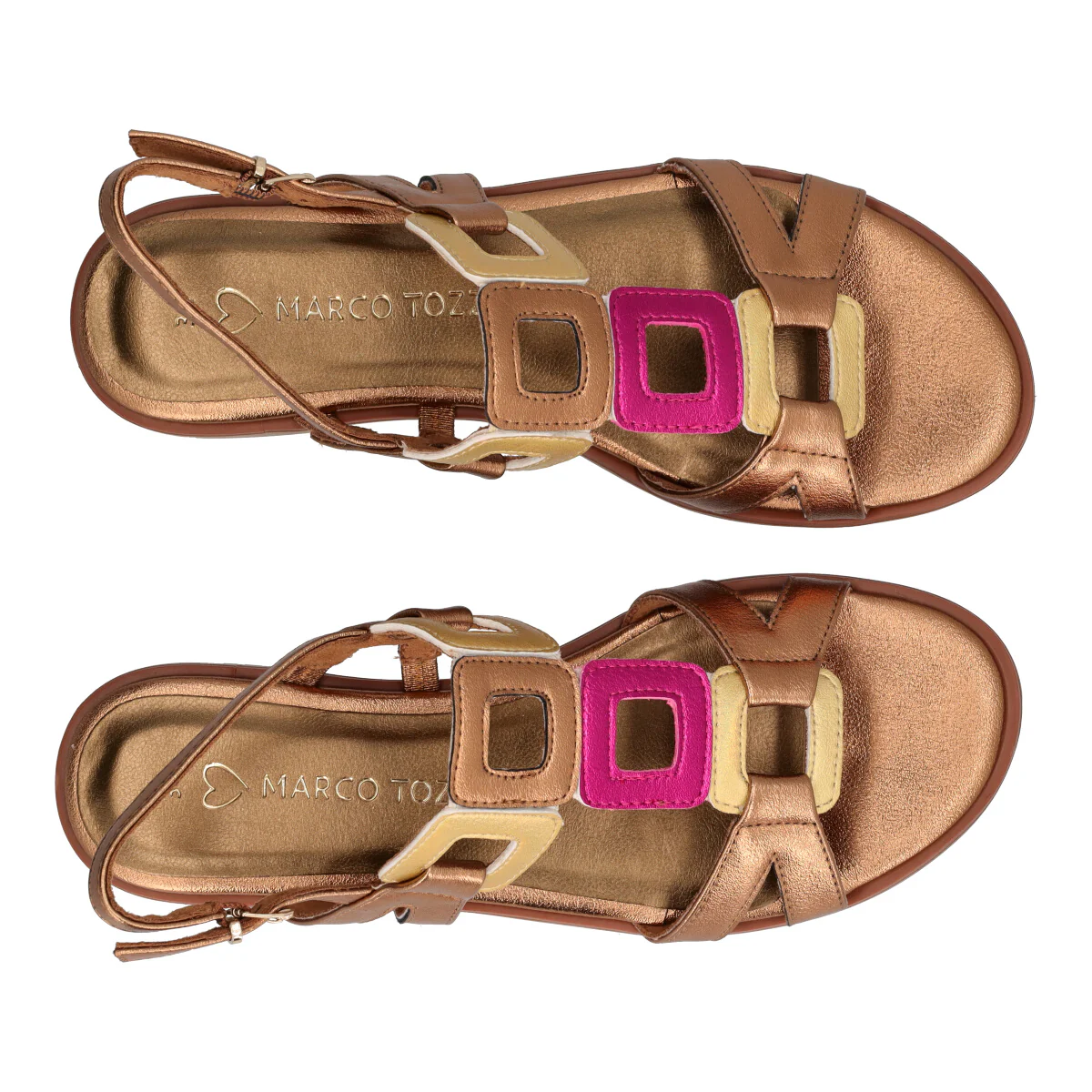 Sandali Donna Bronzo, Oro e Fucsia - Image 5