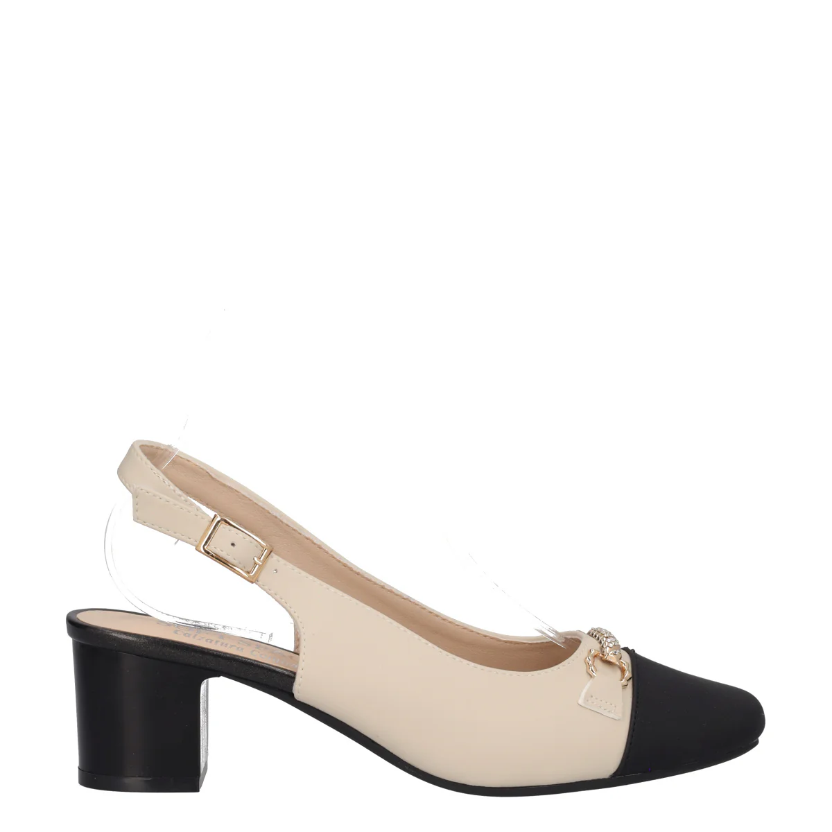 Slingback Donna Crema e Nere