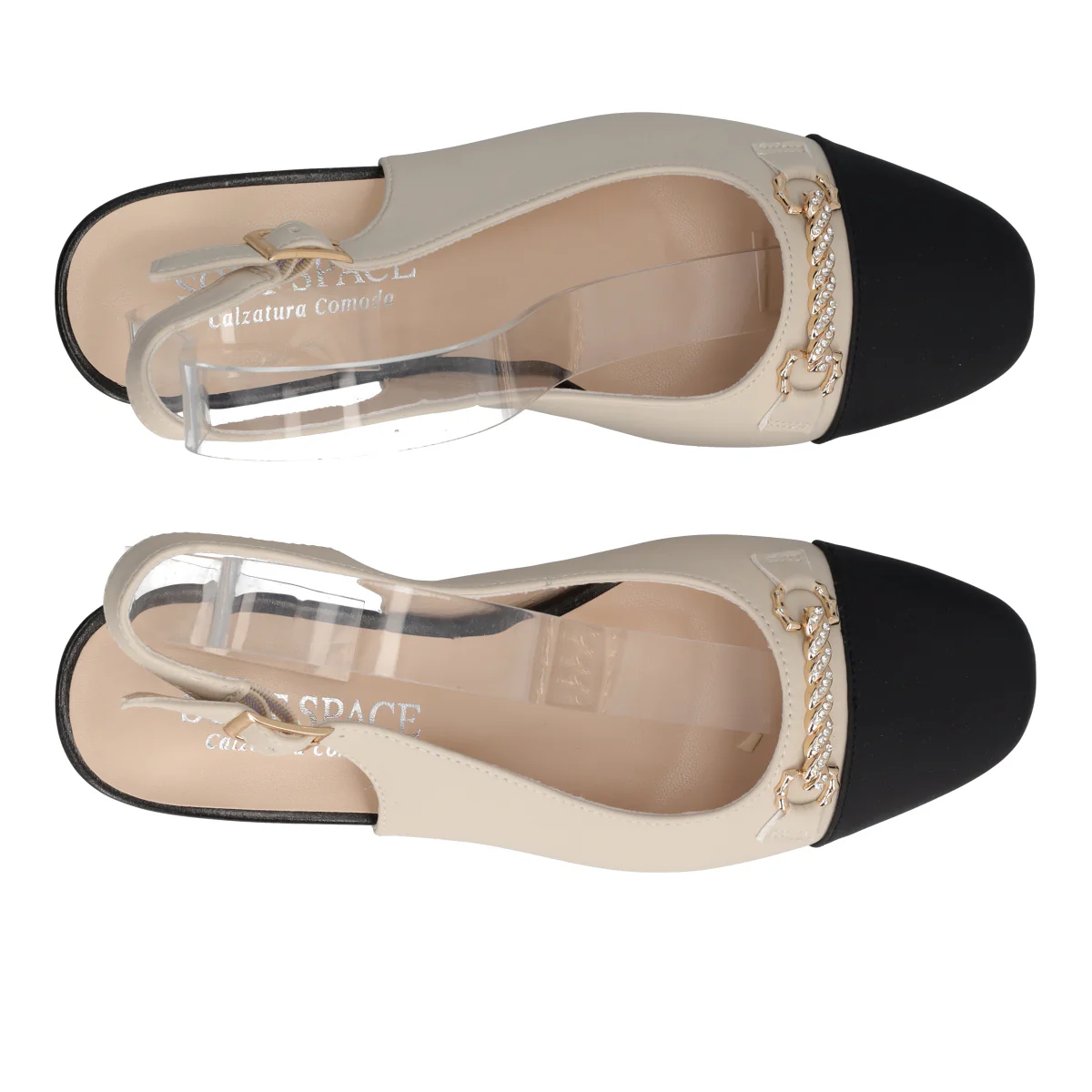 Slingback Donna Crema e Nere - Image 5