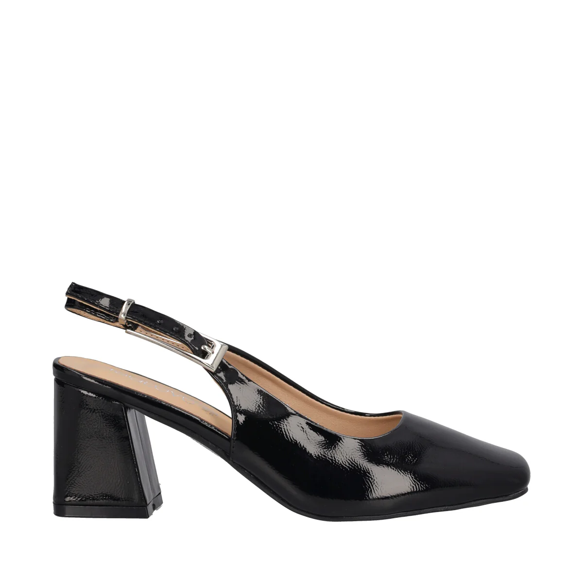 Slingback Donna Nere in Vernice alte 7 cm