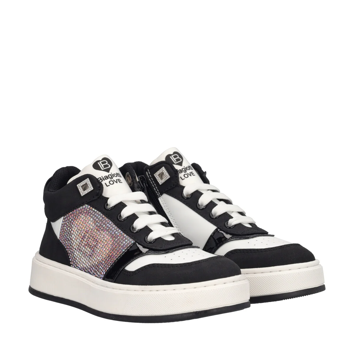 Sneakers Alte Bambina Bianche e Nere - Image 3