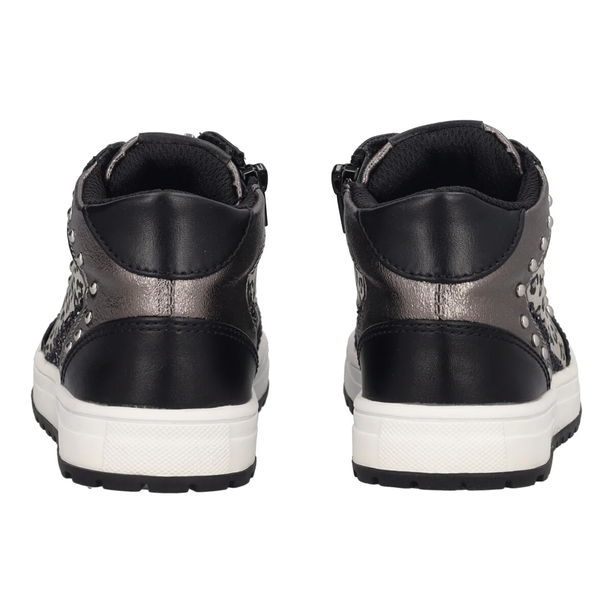 Sneakers Alte Bambina Nere, Argento e Animalier - Image 5