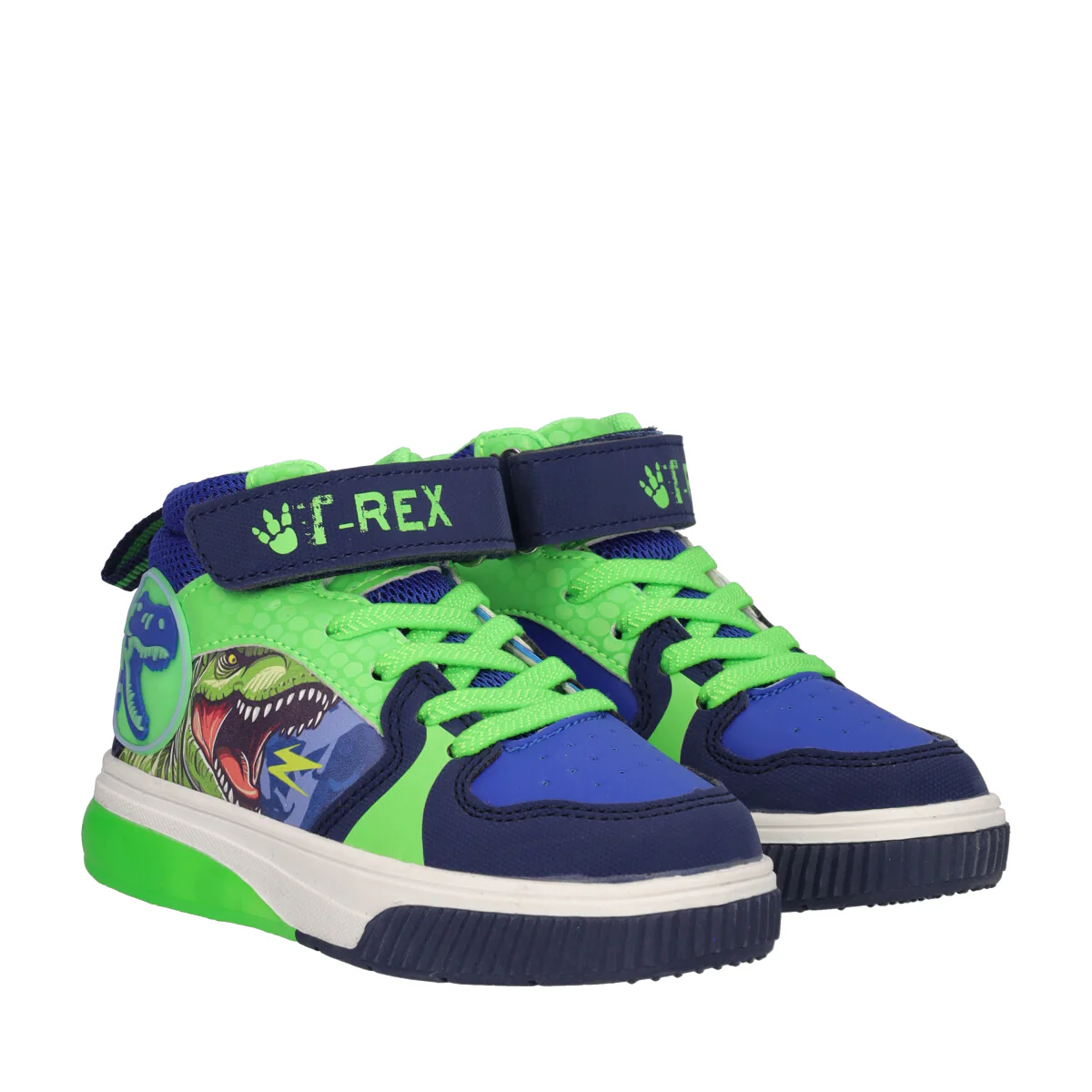 Sneakers Alte Bambino Blu e Verdi con Luci - Image 3