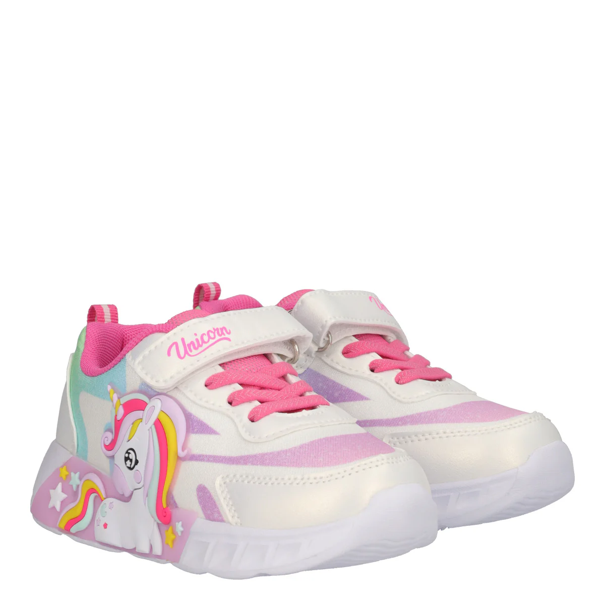 Sneakers Bambina Bianche e Rosa con Luci - Image 3