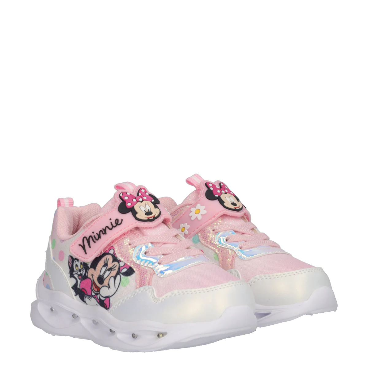 Sneakers Bambina Minnie Rosa e Bianche con Luci - Image 3