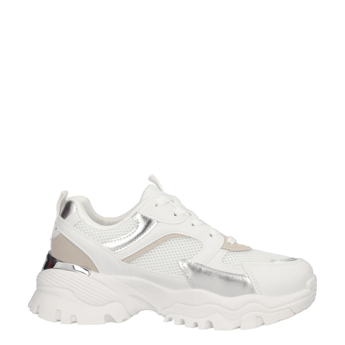 Sneakers Chunky Donna Bianche e Argento - Image 2