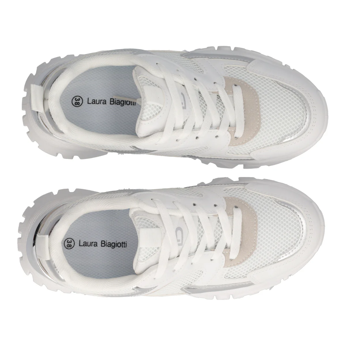 Sneakers Chunky Donna Bianche e Argento - Image 5