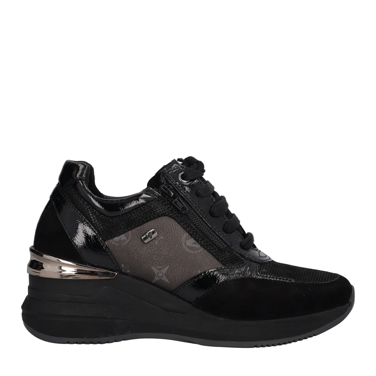 Sneakers con zeppa in pelle