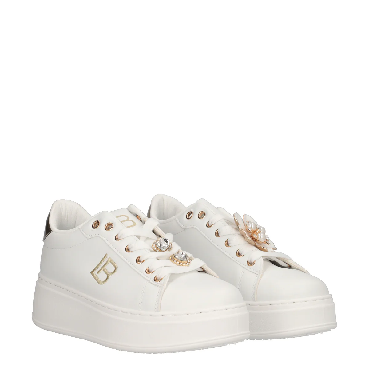 Sneakers Donna Bianche con Platform e Charms - Image 3