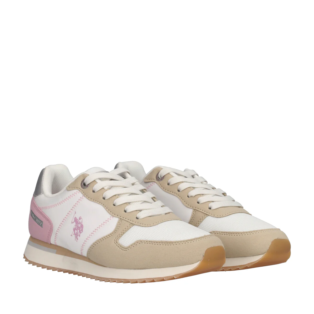 Sneakers Donna Bianche, Rosa e Beige - Image 3