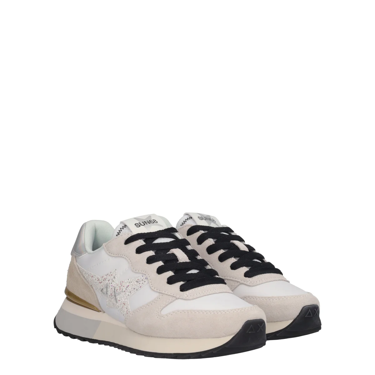STARGIRL GLITTER LOGO Sneakers Donna Bianche e Beige - Image 3