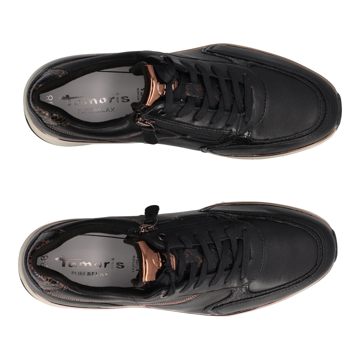 Stringare Sneakers Donna Nere in pelle - Image 5