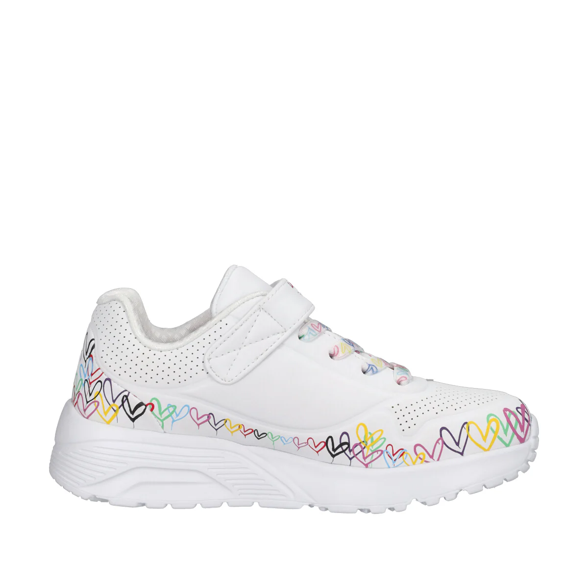 UNO LITE Sneakers Bambina Bianca con Cuori Multicolor - Image 2